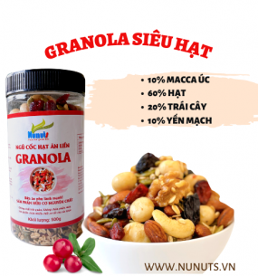 Granola siêu hạt macca với tỷ lệ 10% yến mạch dành cho bà bầu, những người muốn tăng giảm cân Nunuts