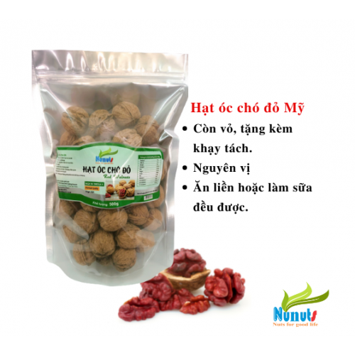 Hạt óc chó đỏ còn vỏ mỹ, không hôi dầu, hạt ăn chắc, giòn và thơm ngon Nunuts 500g