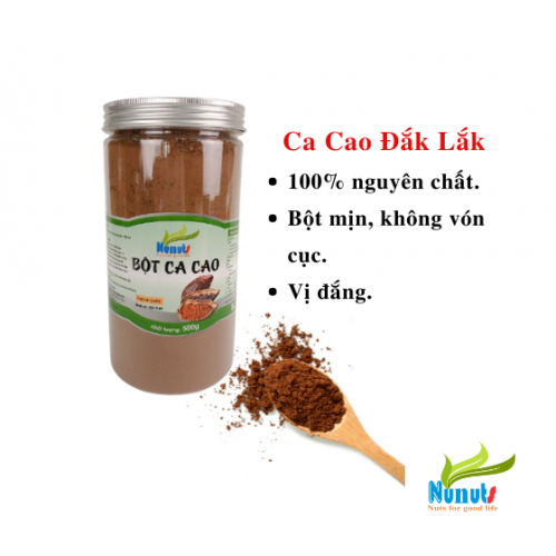 Bộ cacao nguyên chất, thơm ngon, vị đắng Nunuts hũ 500g