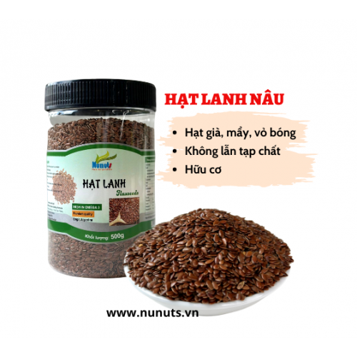 Hạt lanh nâu hữu cơ Nunuts dùng để làm bánh, làm muối vừng, đắp mặt nạ dưỡng da hoặc ủ tóc đều rất tốt